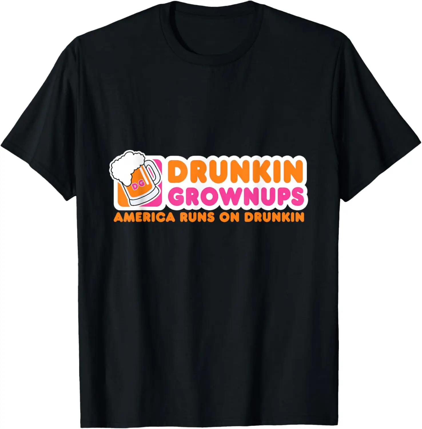 Drunkin Grownups Adult Party Sarcastic Drinking Shirt T-Shirt 100% Cotton Trendy Y2K Short-Sleeve Tee – Soft, Quick-Drying, &