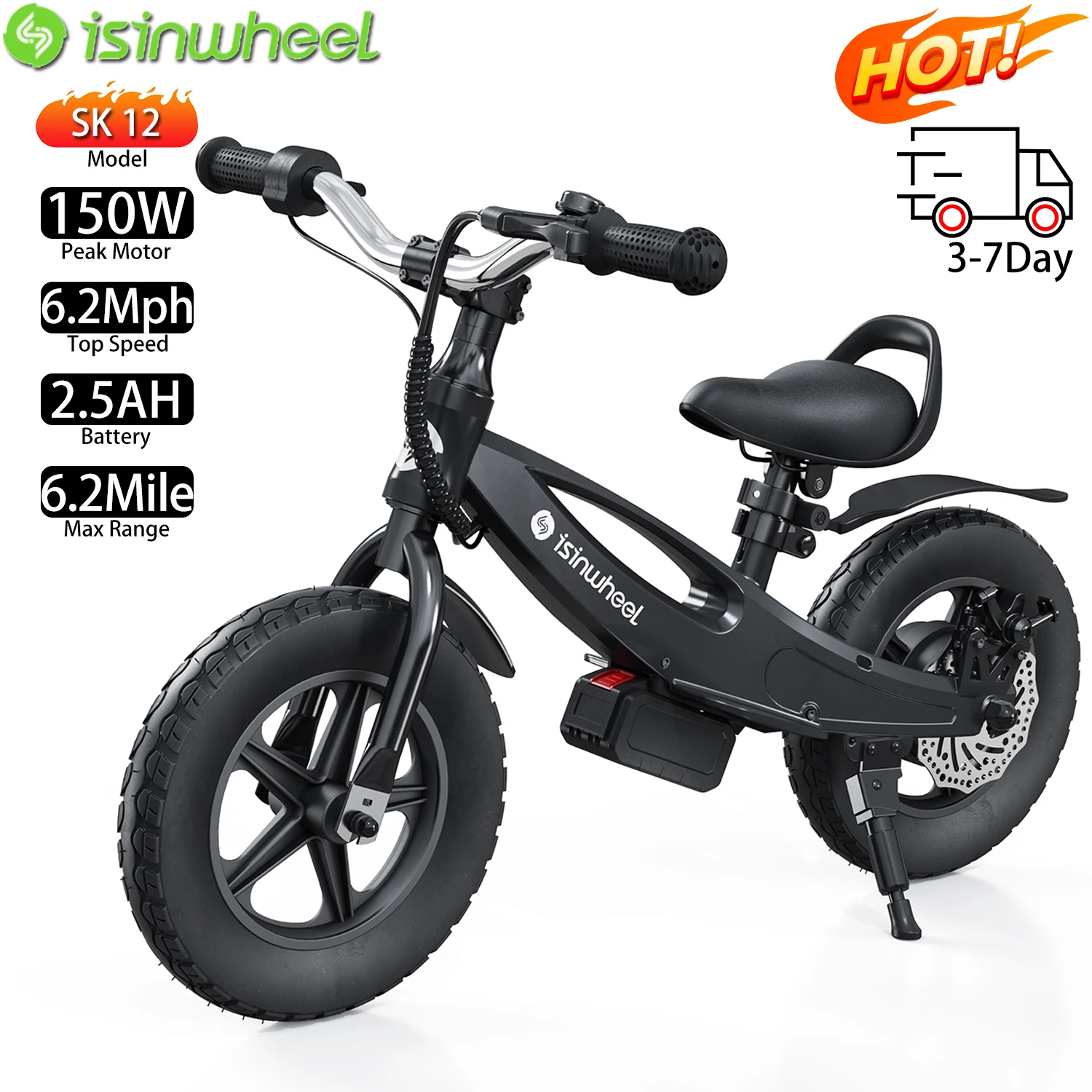 Mini motocykl elektryczny dla dzieci 12 cali dla nastolatków w wieku od 4 do 10 lat i starszych, prędkość maksymalna 10 km/h, zasięg 10 km, 2.5AH, udźwig 50 kg, zabawki dla dzieci