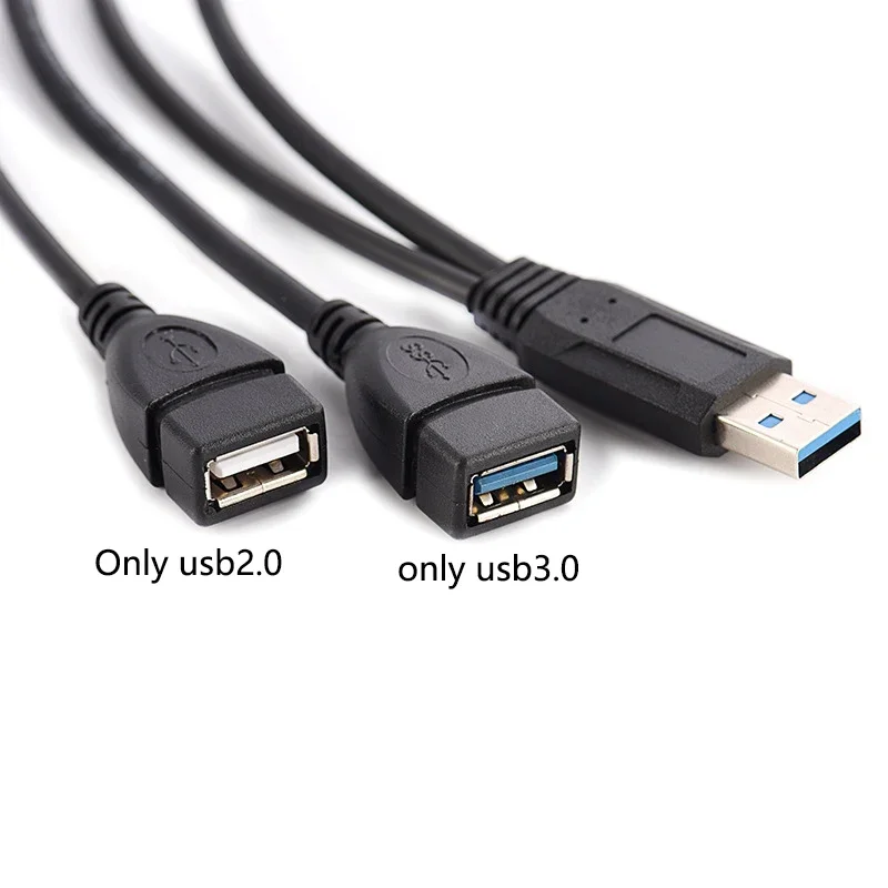 30cm USB 3.0 To USB 3.0 2.0 USB Female To Dual USB Male Extra Power Data Y One Point Two Extension Cable Computer Adapter Cable