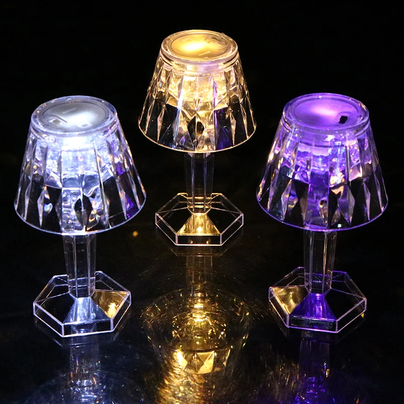 Lámpara LED de escritorio de cristal, lámpara de mesa de diamante acrílico, luces de noche, iluminación de cabecera, decoración de dormitorio, 1 ud.