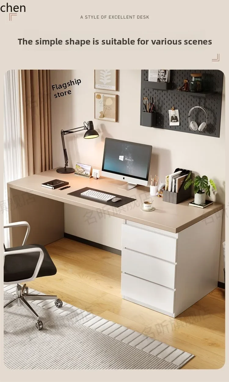 v1 minimalist desk, chest, integrated household bedroom, modern minimalist study room, study table, bookcase combination