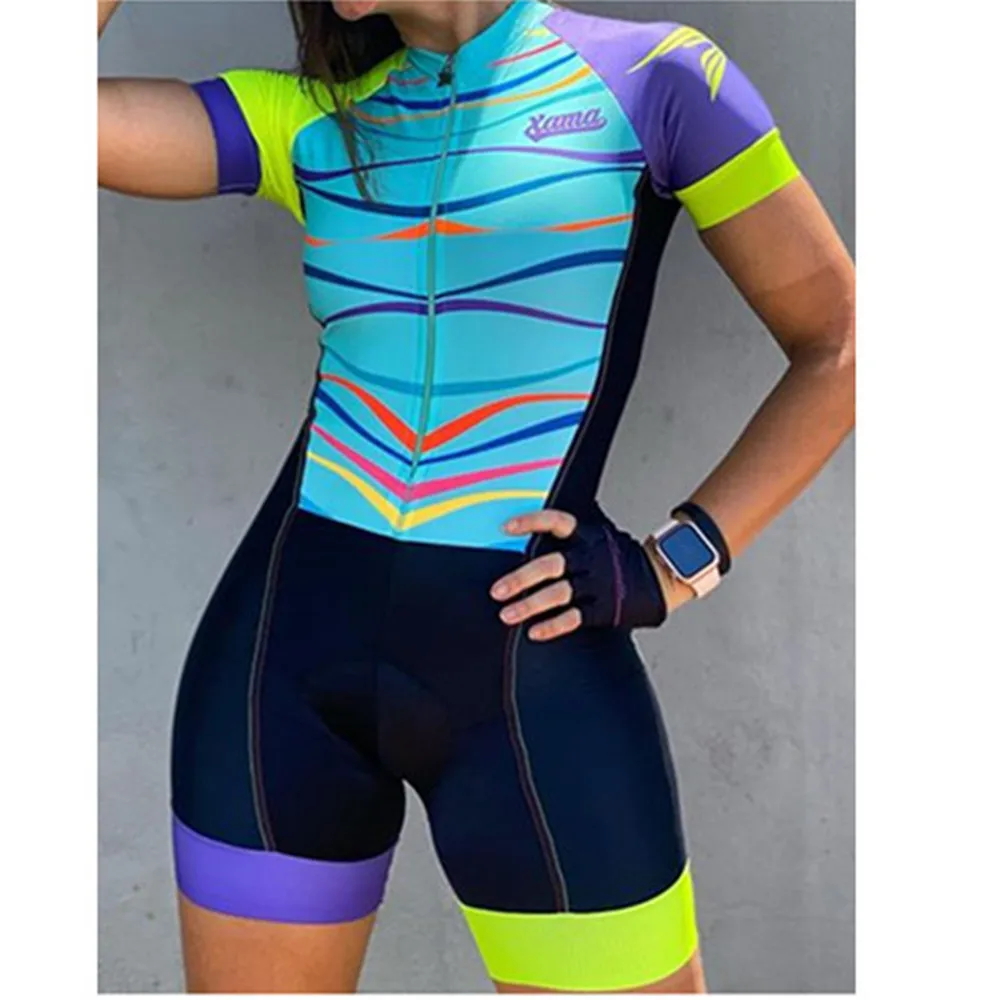 

xamaing Cycling Clothing Camuflaje Blue Apparel Bike Skinsuit Triathlon Suit Maillot Ciclismo Women Long Sleeve Jumpsuit