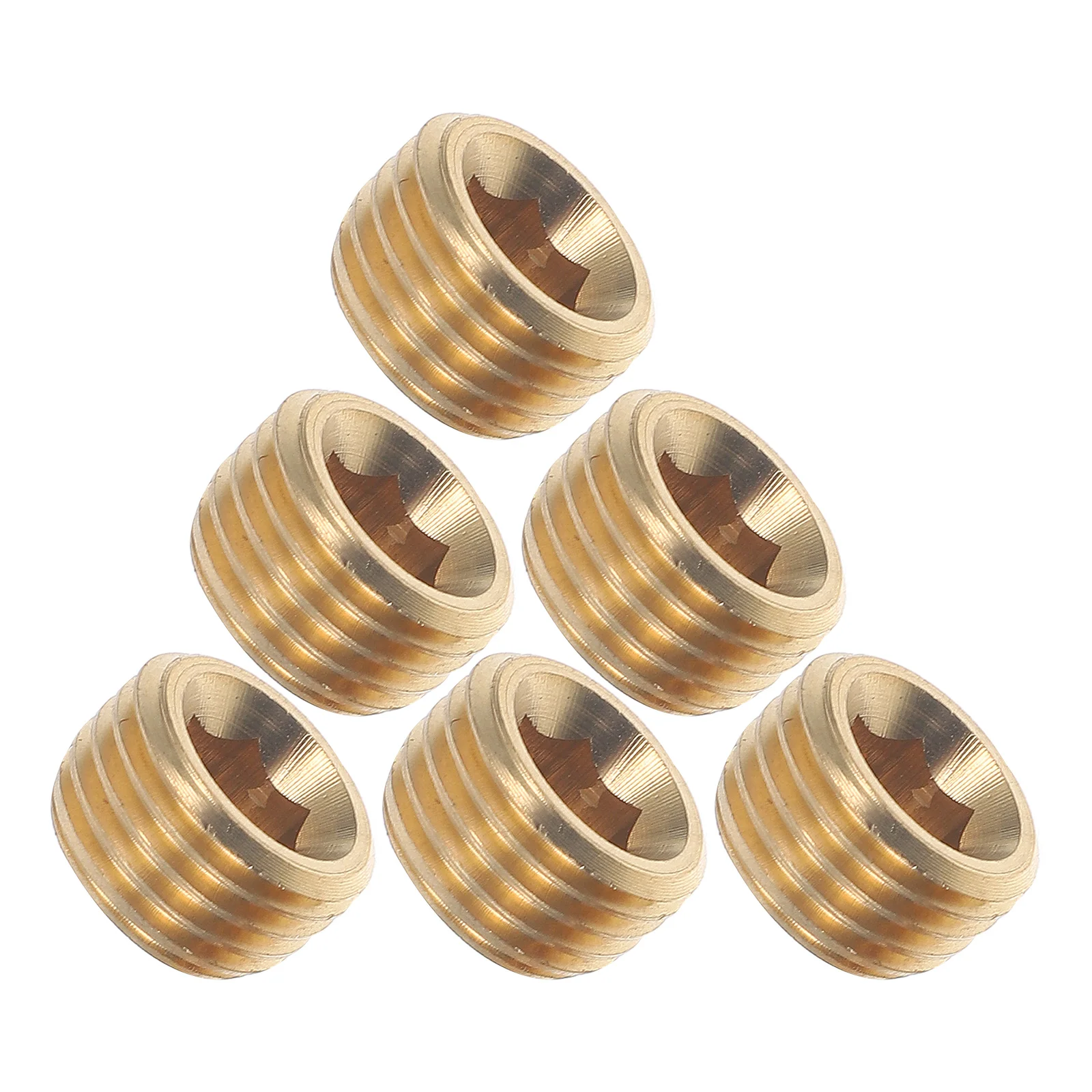 

6 Pcs Copper Plug 1/4 Inch Npt Male Pipe Fittings Internal Thread Socket Brass Hose Plugs For Pneumatic Systems