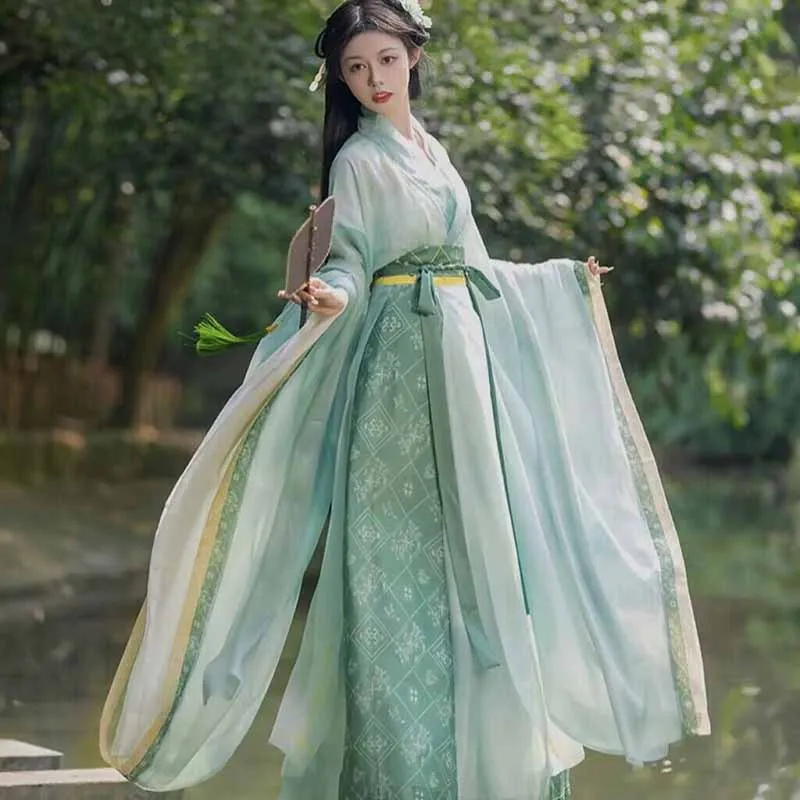 Women Hanfu Dress Chinese Traditional Green Hanfu Female Halloween Carnival Cosplay Costume Party Hanfu Dress Dance Dress
