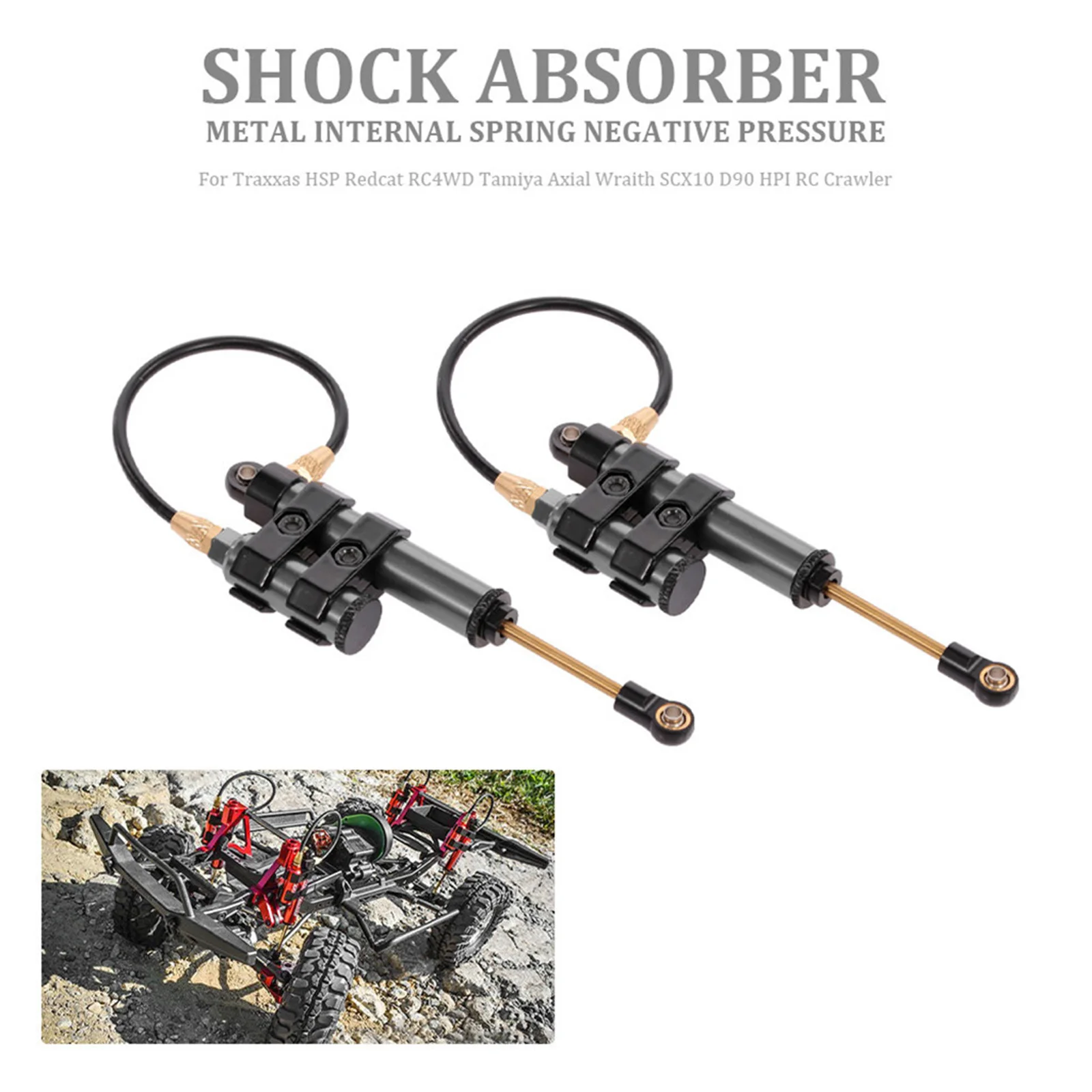 Aluminum Alloy Shock Absorber CNC Machined Negative Pressure Shock Absorber for 1/10 RC Car Crawler Axial SCX10 90046 D90 TRX4