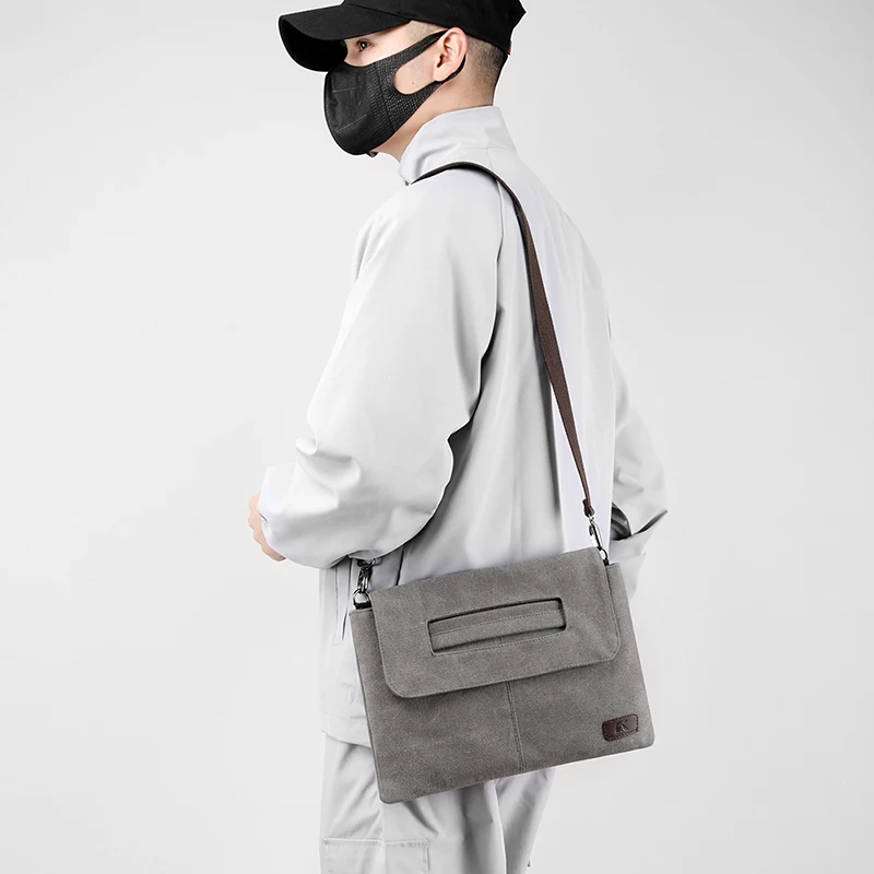 Canvas Shoulder Bag Bottle Men Women Casual Simple Fashion Retro Crossbody Cross Square Multi Layered sacoches hommes bolsa