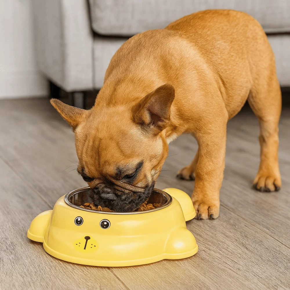 

Cute Non-slip Stainless Steel Cat Bowl Anti-Choke Durable Dog Food Bowl Cartoon Anti Tip Cat Water Bowl Feeding Drinking