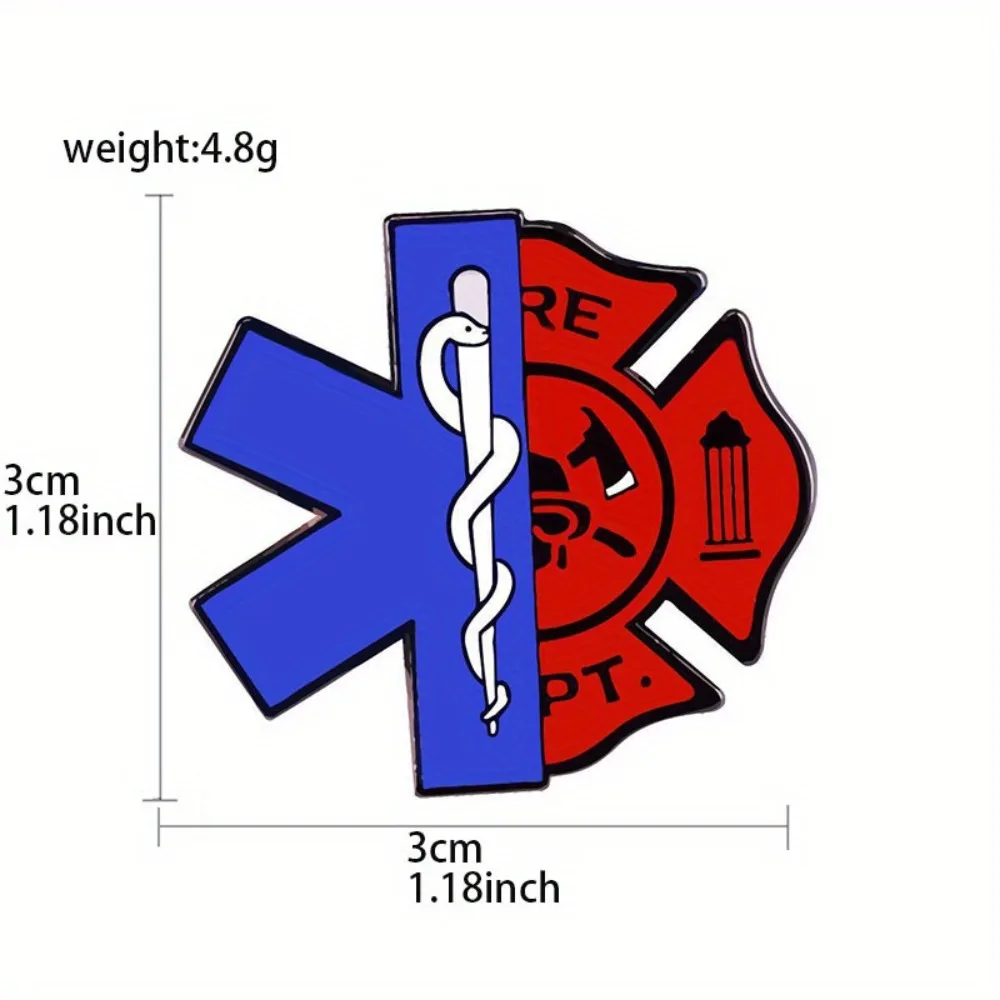 1pcs Firefighter EMT Pin EMS Firefighter Brooch Fire Department Star of Life Paramedic Pin for Clothing