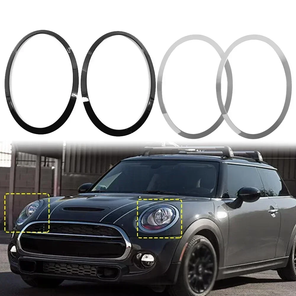 

1 пара накладок на переднюю фару, внешняя декоративная крышка, черный, серебристый цвет для Mini Cooper F55 F56 F57 One S JCW 2014-2021