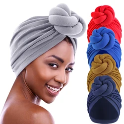 Women's Fashion Turbans New Large Plate Flower Knotted Turban Cotton Chemo Cap Headscarf Beanie Hat Headwear Turbante Mujer