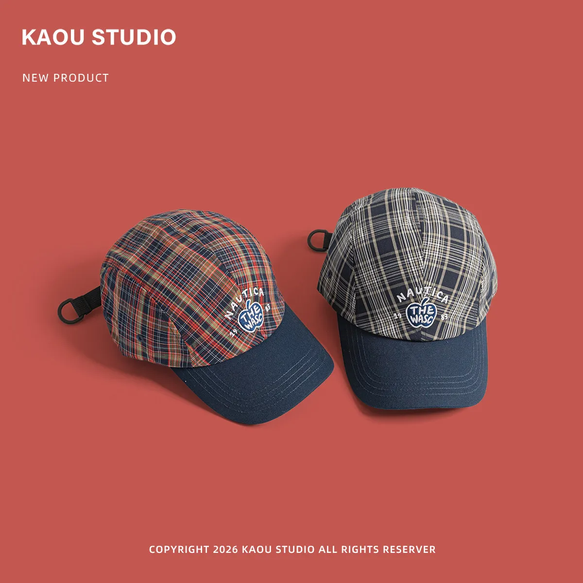 Vintage checked alphabet baseball cap embroidered men's and women's summer sun protection versatile cap