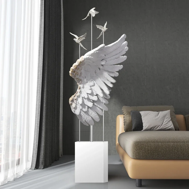 Home Decor 150CM Feather Statue Nordic Living Room Large Floor Decoration Housewarming Gift Office Resin Sculpture Art Ornaments