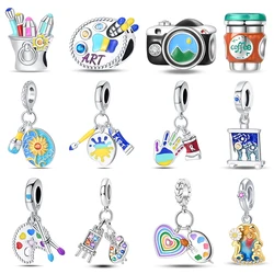 Painter's Series 925 Silver Artist Color Palette Oil Painting Charms Beads Fit 3mm 925 Original Bracelets DIY Jewelry Gift