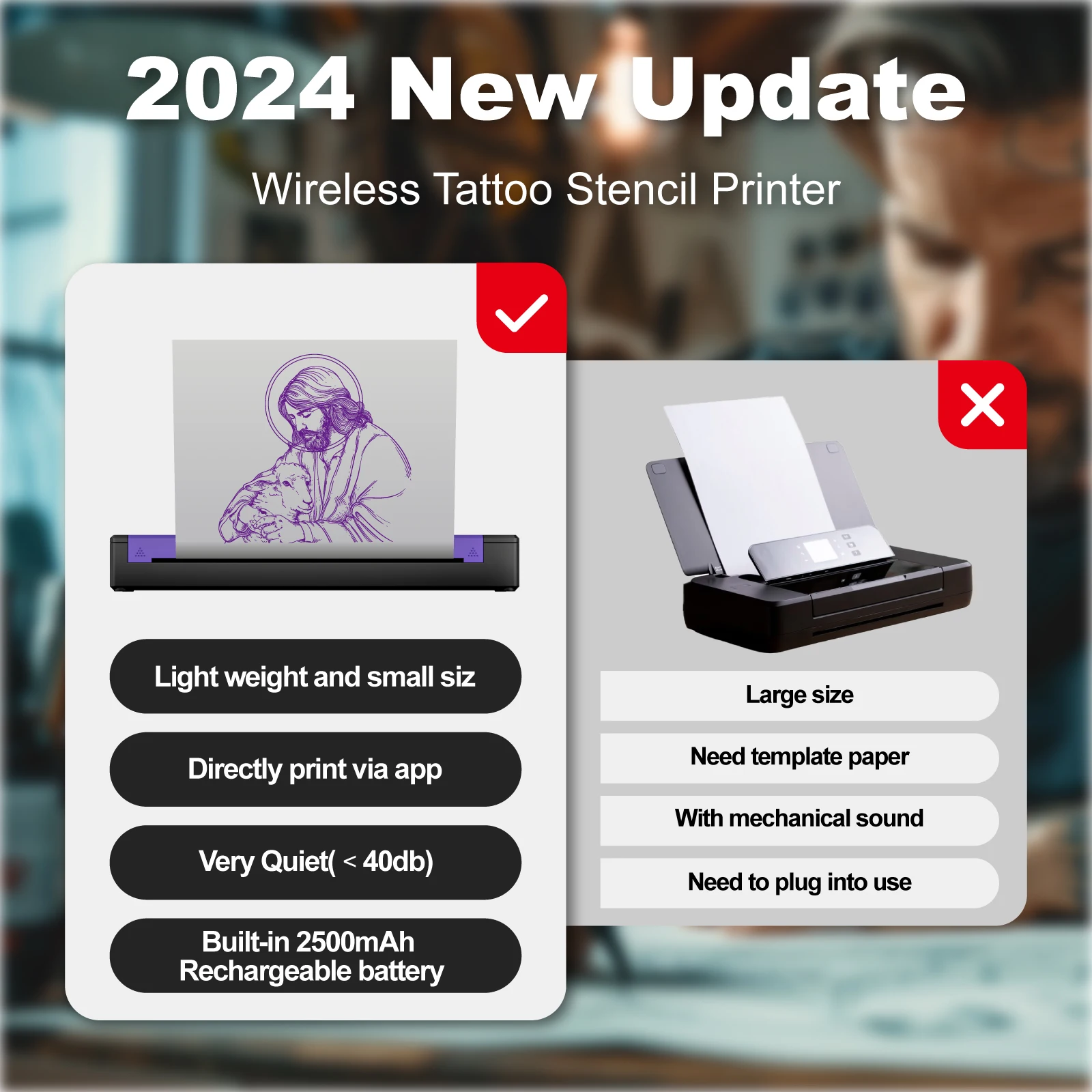 Imagem -04 - Tattoo Thermocopier Wireless Tattoo Transfer Bluetooth Thermal Printer Tattoo For Stencil Machine Printing Mobile Phone Mht-a4