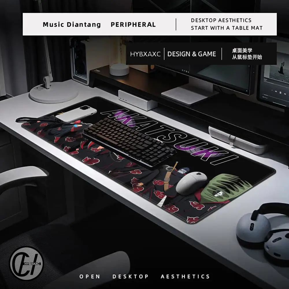 Black And White Manga Mouse Pad XL PC Non Slip  90x40cm Keyboard Mat Rug Laptop Japan Anime N-Narutos Mousepad Desk Mat Carpet