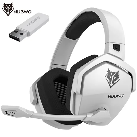NUBWO G06 Fones de ouvido sem fio duplos Gamer 2,4 GHz Bluetooth 5.3 Fones de ouvido para jogos com microfone para PS5, PS4, PC, celular, switch