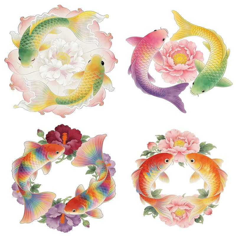 Three Ratels CD277 Colorful koi brings wealth and happiness Wall stickers for home decoration car decals