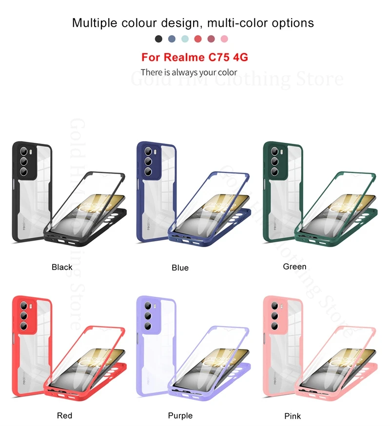 حافظة هاتف ممتصة للصدمات من السيليكون الناعم لهاتف اوبو Realme C75 14X 5G 360 °   غطاء خلفي شفاف للحماية الكاملة لهاتف Realme 14 Pro Plus 5G Coque