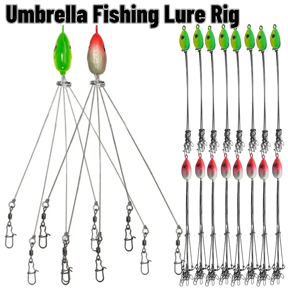 5 Arms Fishing Gear Group Lure Umbrella Rig Fishing Lure Snap Swivel Fishing Bait for Bass Trout Salmon Frashwater Saltwater