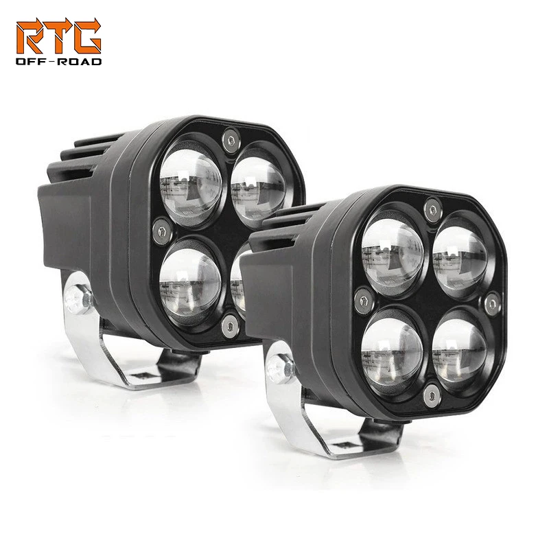 

RTG 1Pair 60W Motorcycle Headlight Fog Lights Led Auxiliary Driving Light Spotlight Dual Color Motor Fog Headlamp