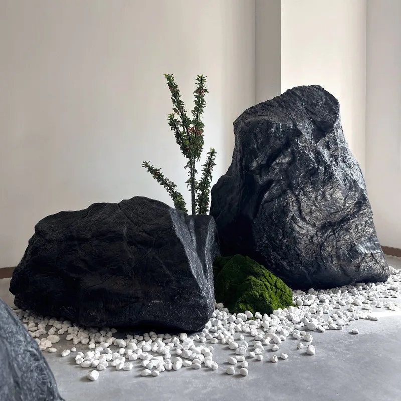 Simulation Black Mountain large stone floor ornament outdoor garden landscaping props garden landscape stone rockery stone decor