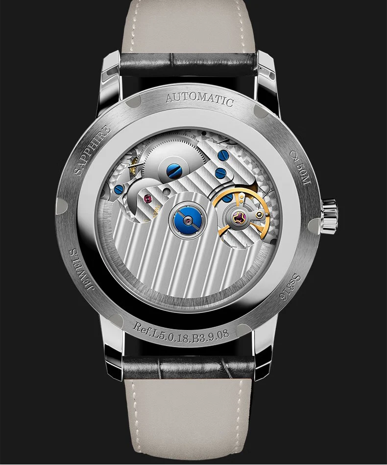 ساعة بورمان أوتوماتيكية للرجال 42 ملم ساعة يد ميكانيكية 5 بار مقاومة للماء ياقوت مضيئة تاريخ الأسبوع 24 ساعة