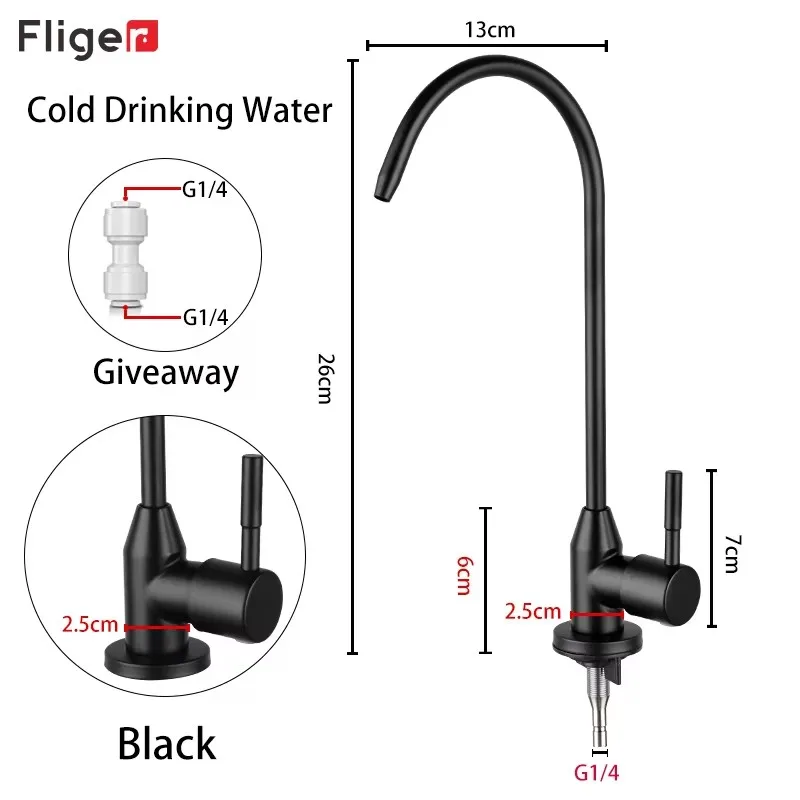 Fliger 1/4 "Küchenarmaturen Edelstahl Direkt Trinkhahn Wasserfilter Wasserhahn Trinkwasser Filter Wasserhahn Torneira