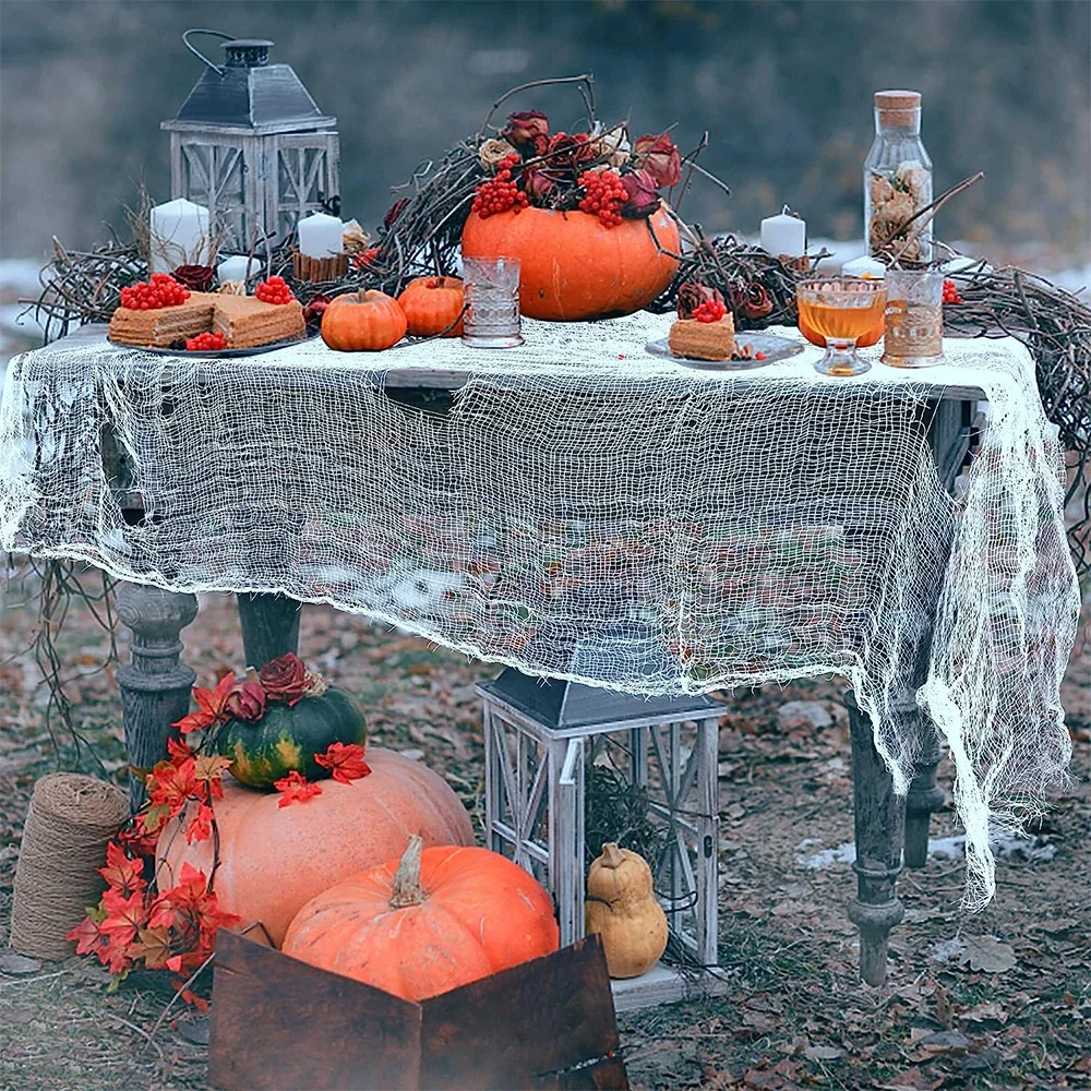 Halloween-Dekoration, gruseliger Stoff, gruselig, weiß, schwarz, Gaze-Stoff, Horrorhaus, Fenster, Türabdeckung, Requisiten, gruselige Party-Dekoration, Gastgeschenke – Detail 10