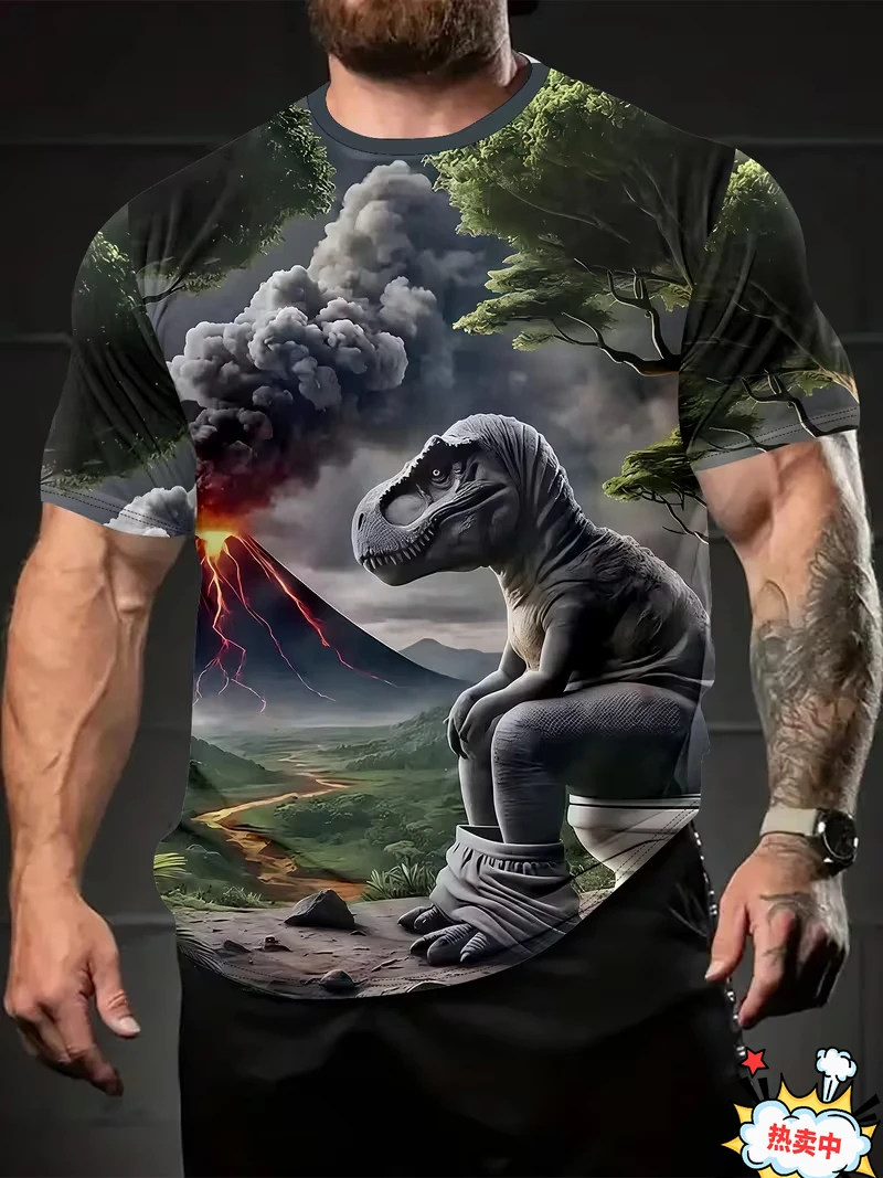 Fashion 3D Print Dinosaur Graphic Men T-shirt Unisex Summer Casual Short-sleeved T-shirt Round Neck Tee Shirt Harajuku Men Tees