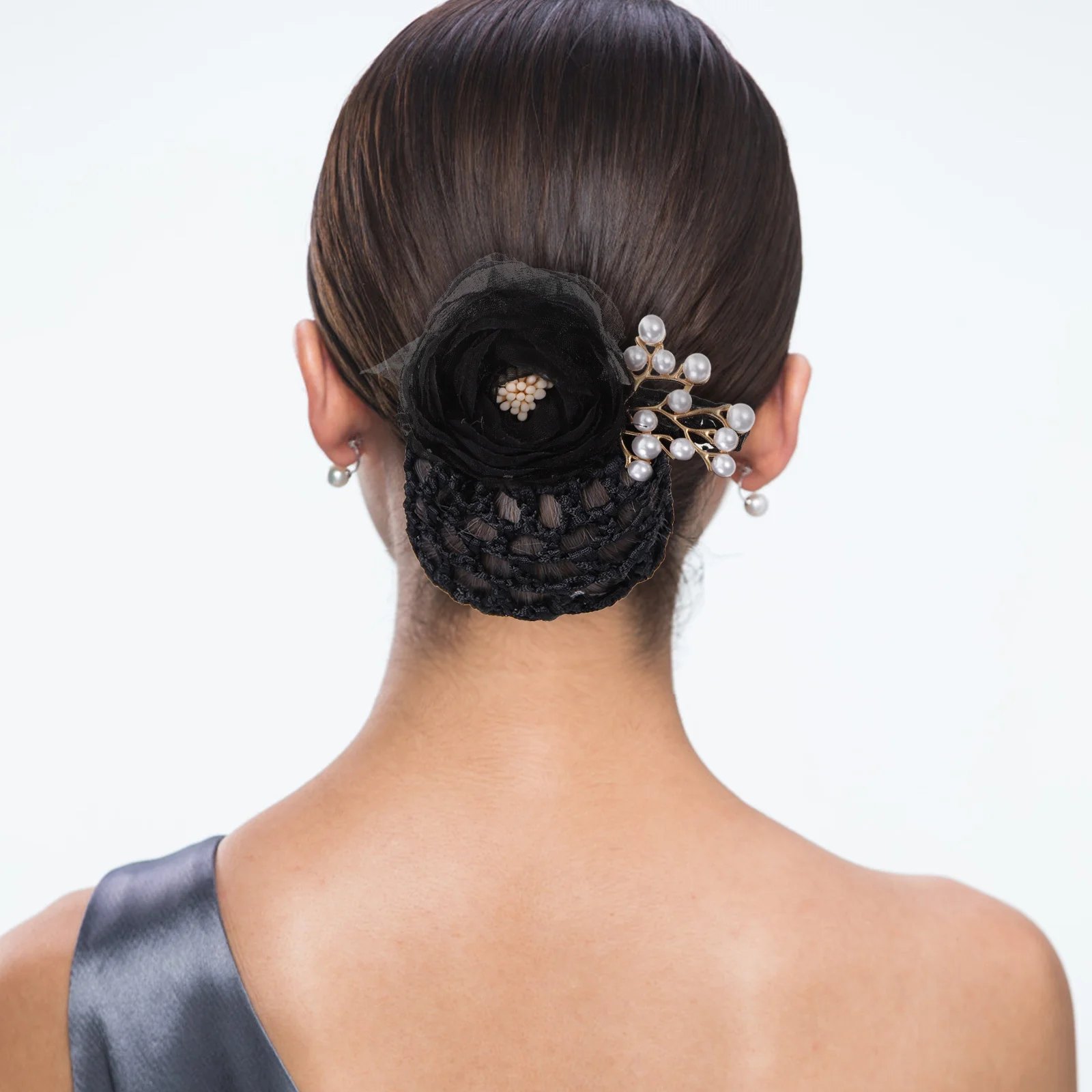 

1pcs Flower Hair Bun Cover Soft Hairnet For Women Nurse Stewardess Ballet Dance Bun Holder Elegant Flower Hair Accessories