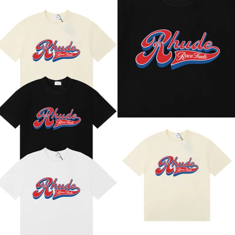 New Arrival RHUDE Men's T-shirt Letter Printing Short-sleeved Loose Casual Fashion Top High Quality Fast Deliver