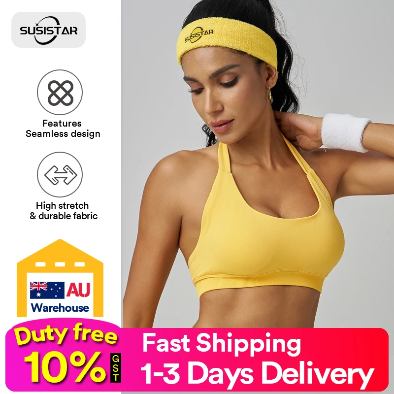 

SUSISTAR Sports Bras for Women Removable Padded Yoga Tank Tops Sleeveless Fitness Workout Crop Tops