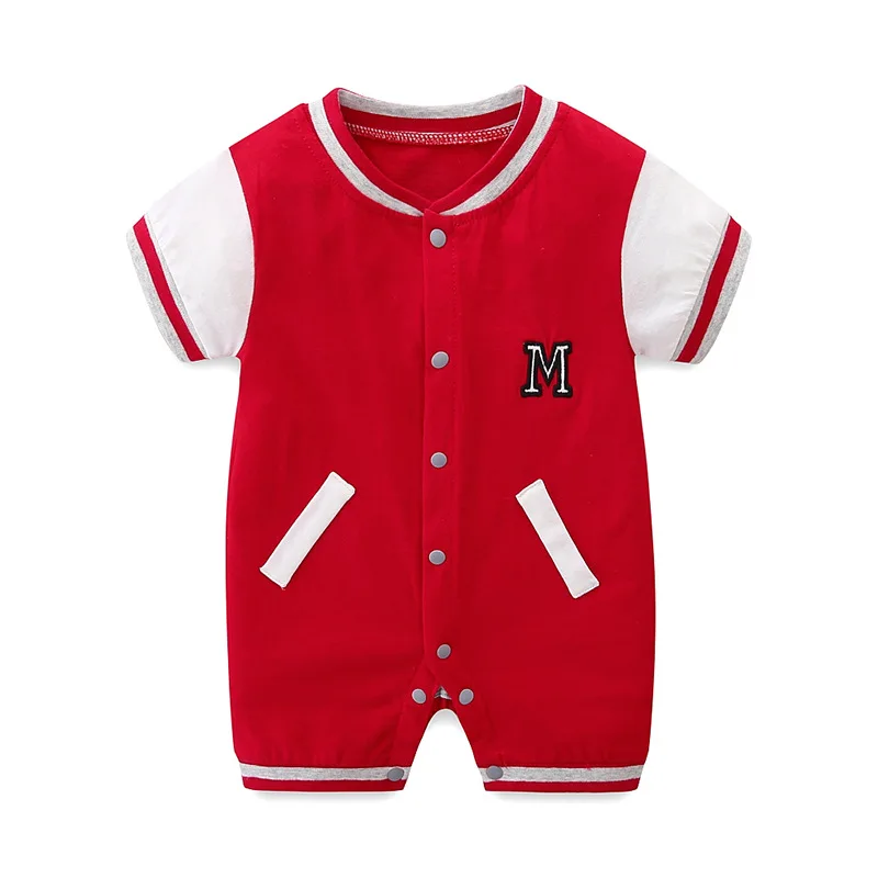 

ZOETOPKID Summer Jumpsuit Newborn Baby Baseball Uniform 0-24 Months Bodysuit Boys Cotton Baby Onesie Clothes Romper