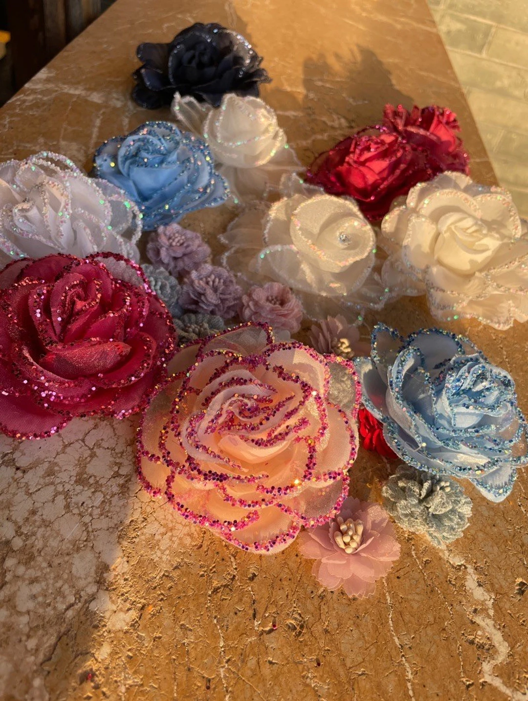 

Crystal Fabric Flower Imitation Rose Blossom DIY Chiffon Silk Flower Bridal Hair Accessories Wedding Breast Flower Accessories