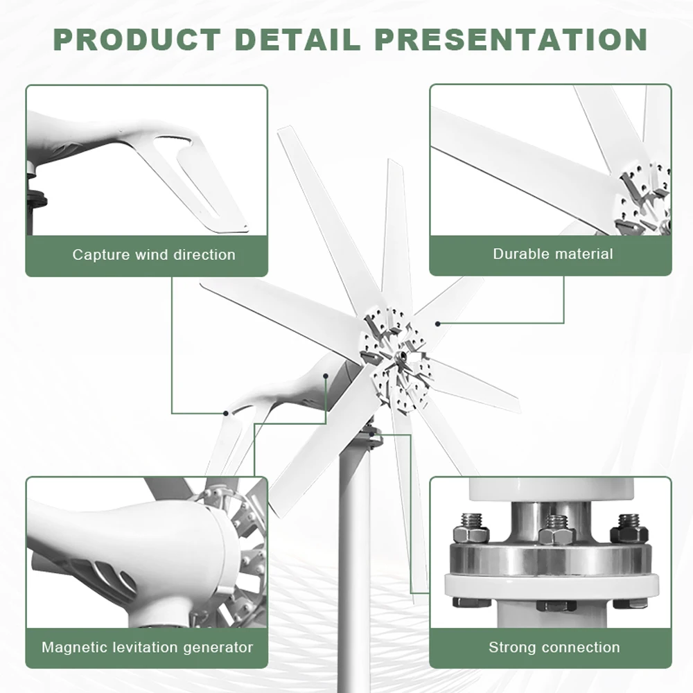 2000W Kleine Horizontale As Windturbine Generator Dynamo Real Efficiëntie 12v 24v 48v Gratis Energie windmolen Voor Thuisgebruik