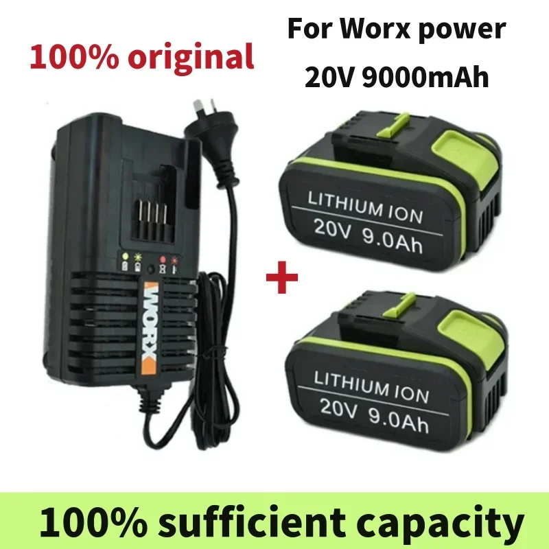 20V 9000mAh Lithium Rechargeable Replacement Battery for Worx Power Tools WA3551 WA3553 WX390 WX176 WX178 WX386 WX678+Charger