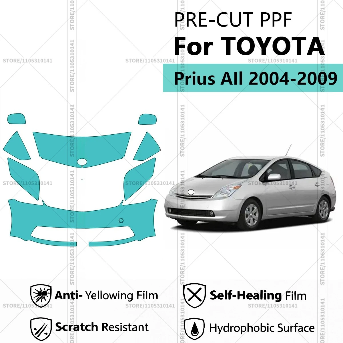

For TOYOTA Prius AIl 2004-2009 Pre-Cut Paint Protection Film PPF Transparent Car Film Professional Automotive PPF Front Kit