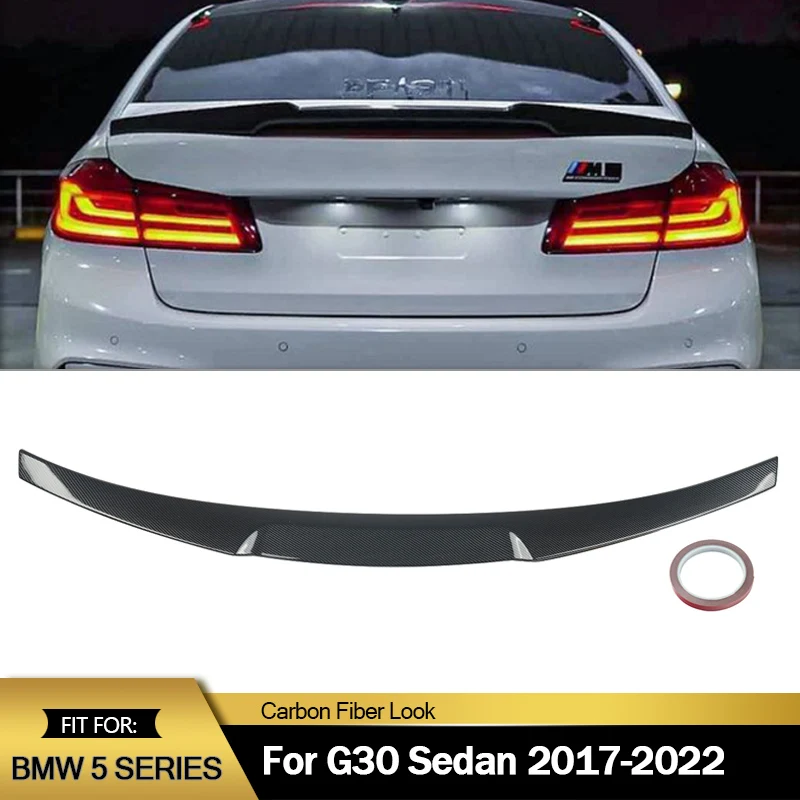 

M4 Style Rear Tail Wings Carbon Fiber Look For BMW G30 540i 530i 530e 2017-2023 Rear Trunk Spoiler Wing ABS Plastic Magickit