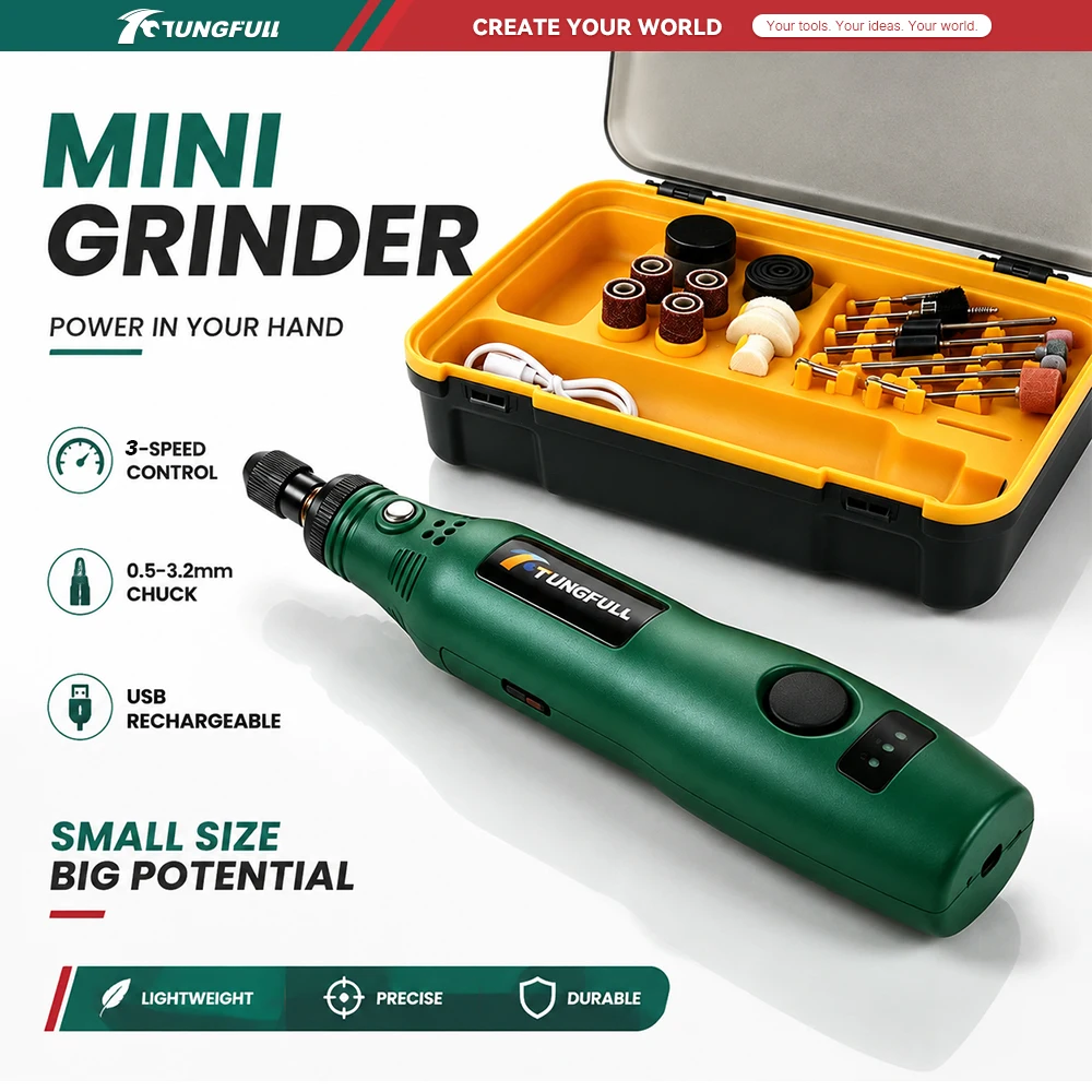 Mini Cordless Rotary Tool 3‑Speed Adjustable USB Charging Electric Grinder Polishing Drilling Engraving Pen For DIY Craft
