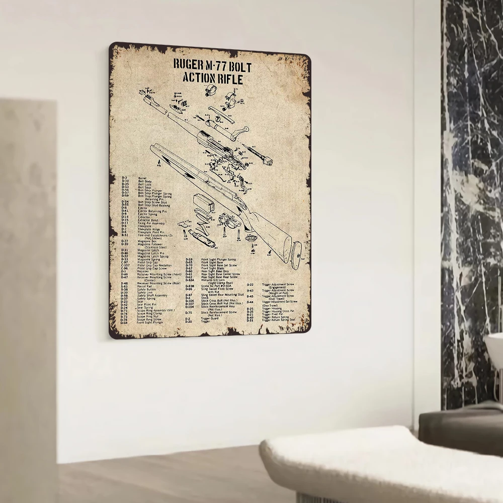 خمر روجر M77 بولت عمل بندقية التخطيط معدن القصدير تسجيل ديكور المنزل العسكرية تحصيل هدية