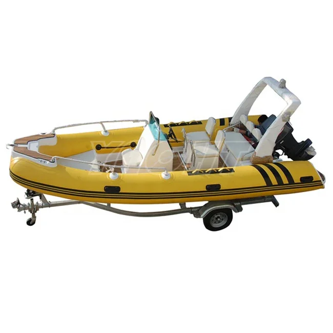 CE 17ft RHIB520 Rigid Fiberglass Hull Hypalon PVC Family Inflatable Boat for Sale