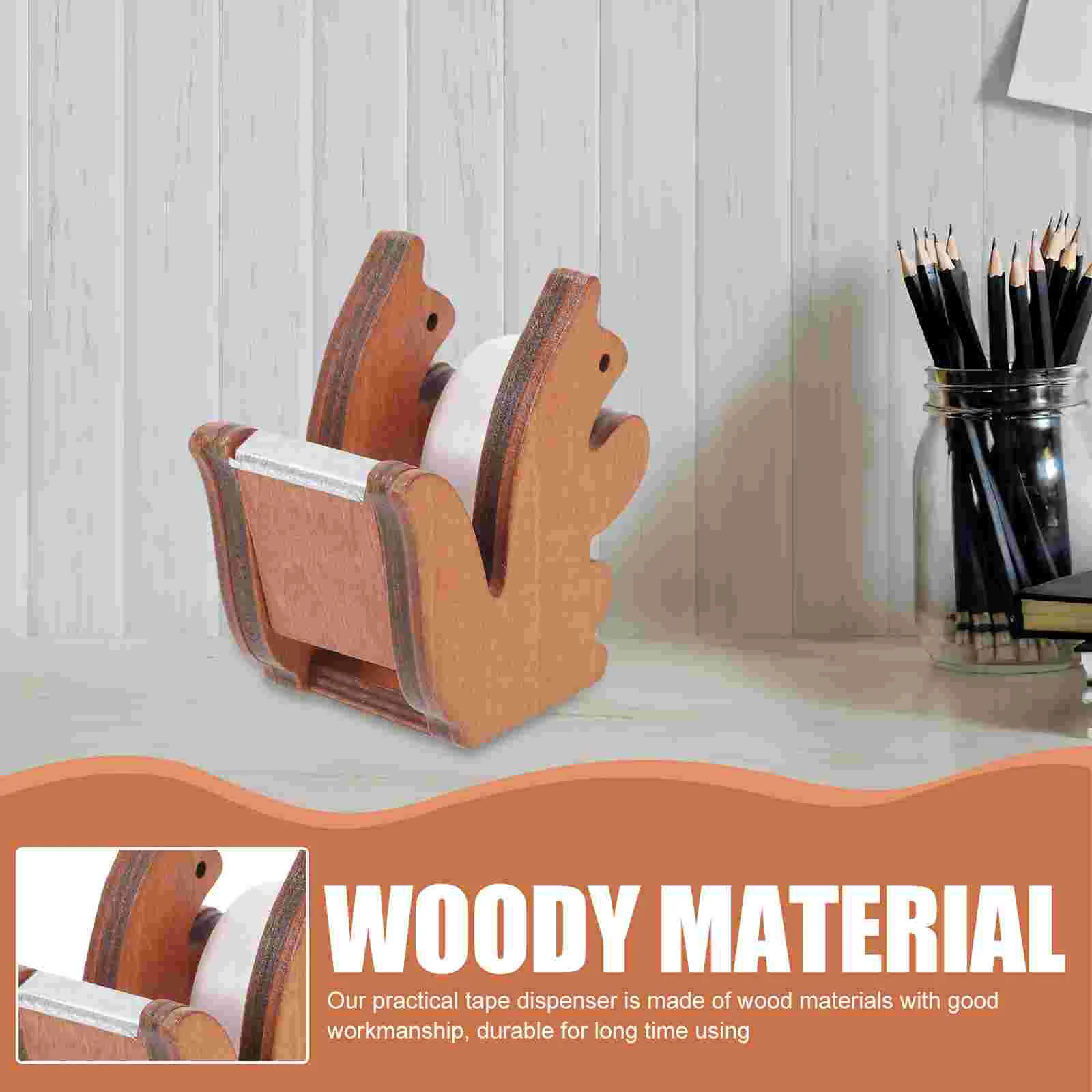 Tape Duct Heavy Duty Dispensers Roller Wooden Desktop Office Supplies Holder Child Small Kawaii