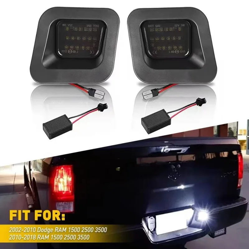 

For Dodge Ram 1500 2500 3500 2003 2004 2005 2006-2018 Pickup 2pcs Smoke LED License Number Plate Light Car-Styling Number Lamps