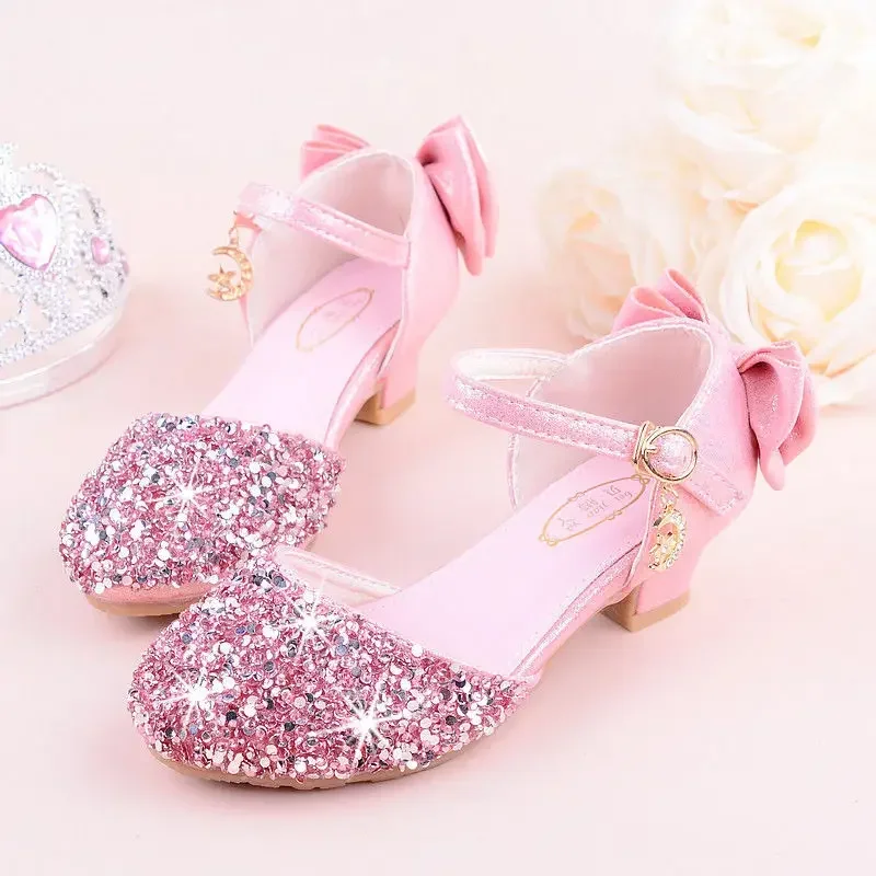 New Children Girls Party Sandals Beautiful Kids Girls Princess Shoes Children Soft Bottom Leather Shoes Kids Dance Footwear