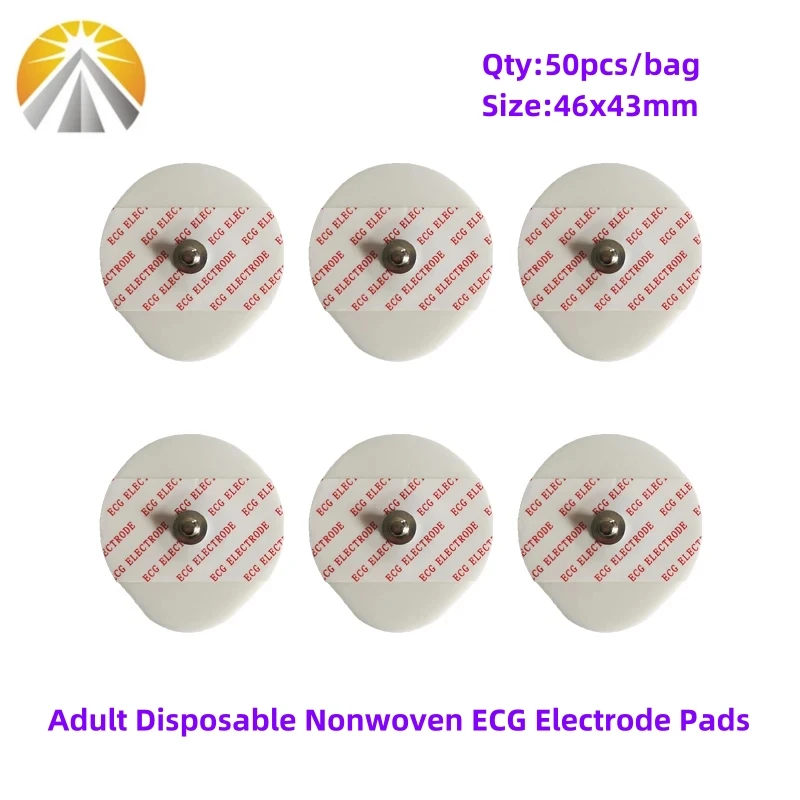 Adult or Pediatric Multi Sizes 50 PCS White Foam Disposable ECG Electrodes Medical Electrode Patch Nonwoven ECG Electrode Pads