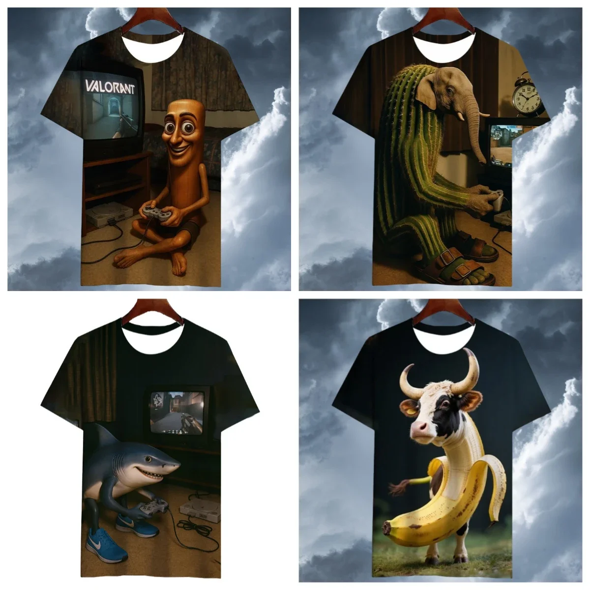 

Summer Hot Item Abstract and Funny Foreign Shan Hai Jing Short Sleeved T-shirt Men Women Comfortable and Breathable for Children