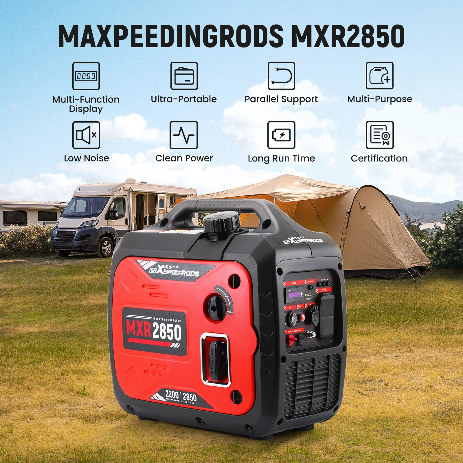 2850Watt Gas Powered Portable Inverter Generator 60dB Super Quiet for Camping for RV