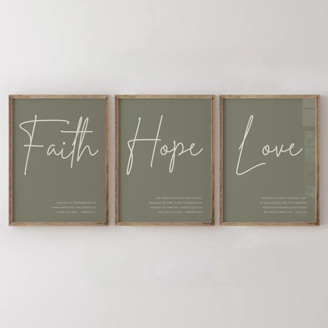 Modern Green Scripture Faith Hope Love ChristianWall Art Print Canvas Painting Poster Picture For Living Room Home Decor