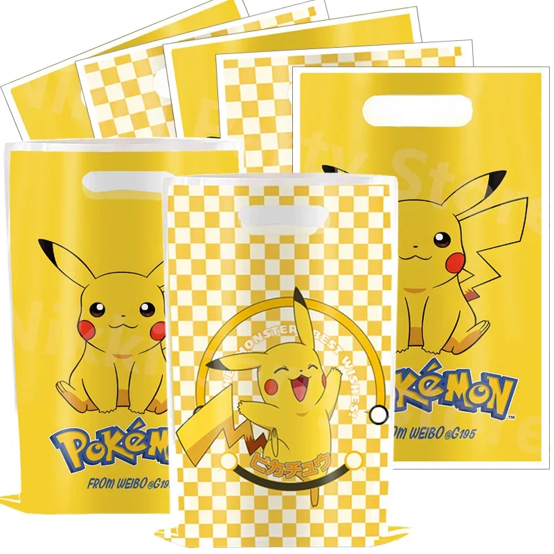 Neue Pikachu-Tasche Pokemon Geburtstagsdekoration Plastik-Geschenktüten Schatzbeutel Süßigkeitenbox Babyparty Mädchen Partyzubehör Geschenkspielzeug