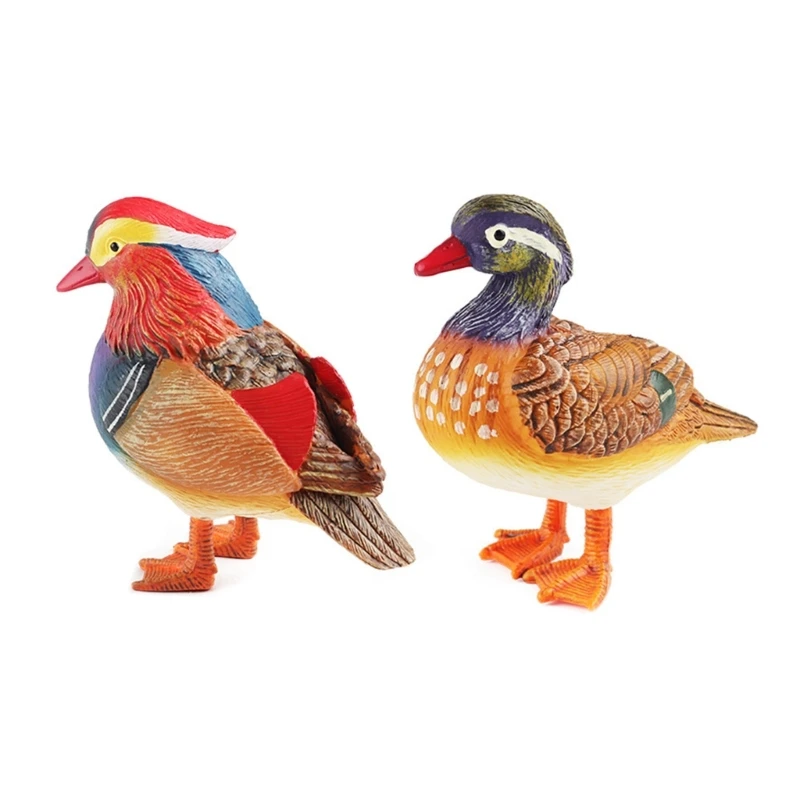 

Colorful Plastic Mandarin Duck Models Lovebirds Lawn Table Decors for Collection